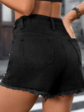 Distressed Studded Denim Shorts