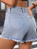 Distressed Studded Denim Shorts