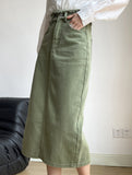 High-waisted midi skirt with slit