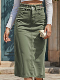High-waisted midi skirt with slit