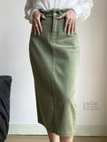 High-waisted midi skirt with slit