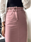 High-waisted midi skirt with slit