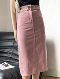 High-waisted midi skirt with slit