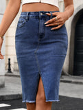 Stretch Denim Mermaid Maxi Skirt