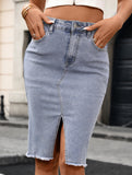 Stretch Denim Mermaid Maxi Skirt