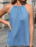 Halter Tie Loose Denim Top