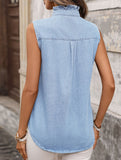 Washed Sleeveless Denim Shirt