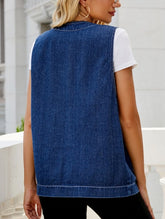 MULTI POCKET BUTTON CLOSURE DENIM VEST