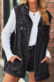 VINTAGE BUTTON UP POCKET COLLAR DENIM VEST