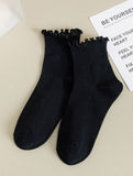 Womens Solid Color Ruffle Ankle Socks_CWMS0127