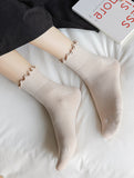 Womens Solid Color Ruffle Ankle Socks_CWMS0127