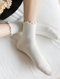 Womens Solid Color Ruffle Ankle Socks_CWMS0127