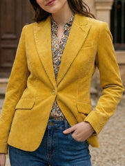 Vintage Corduroy Single Button Blazer Jacket_CWOBL00282