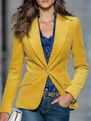 Vintage Corduroy Single Button Blazer Jacket_CWOBL00282