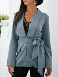 Casual Tie Front Lapel Blazer Jacket_CWOBL00291