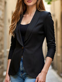 Stretchy Lapel Suit Jacket with Soft Feel and Button Front