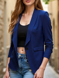Stretchy Lapel Suit Jacket with Soft Feel and Button Front