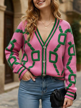 V-neck single-breasted knitted cardigan