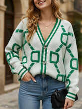 V-neck single-breasted knitted cardigan