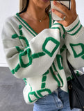 V-neck single-breasted knitted cardigan