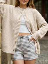 Crew neck single-breasted knitted cardigan