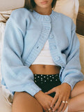 Crew neck single-breasted knitted cardigan