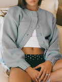Crew neck single-breasted knitted cardigan