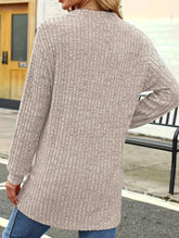 Long solid color long sleeve loose pocket cardigan