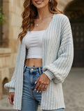 Solid color ribbed cardigan