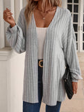 Solid color ribbed cardigan