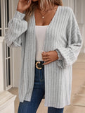 Solid color ribbed cardigan
