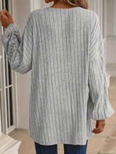 Solid color ribbed cardigan