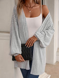 Solid color ribbed cardigan