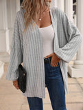 Solid color ribbed cardigan