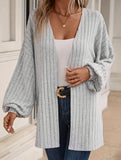 Solid color ribbed cardigan