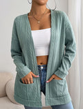 Knitted drop shoulder double pocket cardigan