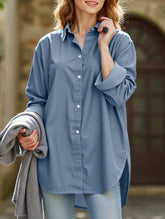 Casual button-down long-sleeved irregular shirt