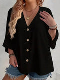 V-Neck Button T-Shirt Cardigan Top