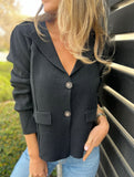 Fashion buttoned slim lapel knitted cardigan