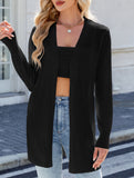 Long knitted striped cardigan sweater
