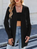 Long knitted striped cardigan sweater