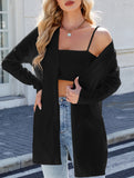Long knitted striped cardigan sweater