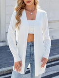 Long knitted striped cardigan sweater