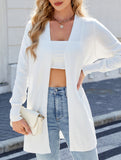 Long knitted striped cardigan sweater