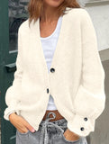 Simple button solid color long-sleeved sweater