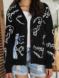 Loose Cartoon Dinosaur Cardigan
