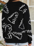 Loose Cartoon Dinosaur Cardigan