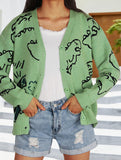 Loose Cartoon Dinosaur Cardigan