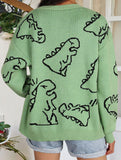 Loose Cartoon Dinosaur Cardigan