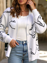 Loose Cartoon Dinosaur Cardigan